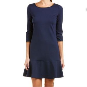 Sail to Sable Navy Dress with Leather Trim
